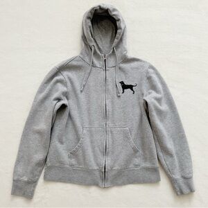 The Black Dog Full Zip Hoodie Sweatshirt | Classic Dog Logo | Gray | Small